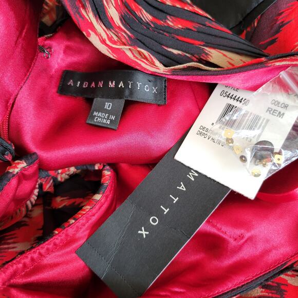 NEW Aidan Mattox Silk Formal Gown Maxi Printed Halter Neck Sexy Women 10 - Picture 12 of 15